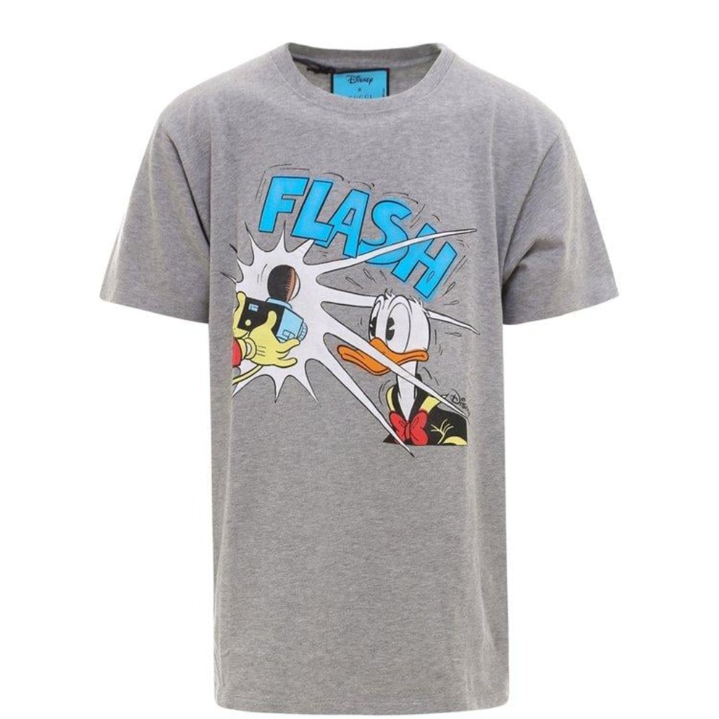 Gucci X Disney Oversized Donald Duck Cotton Gray T-Shirt New W Tags